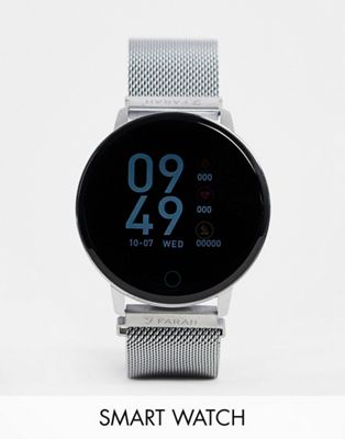 Farah Series 5 smart watch with mesh strap in silver