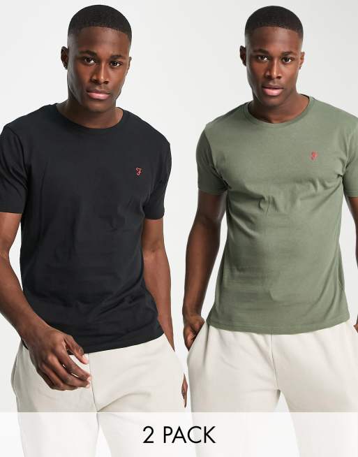 Farah - Set van 2 lounge T-shirts in zwart