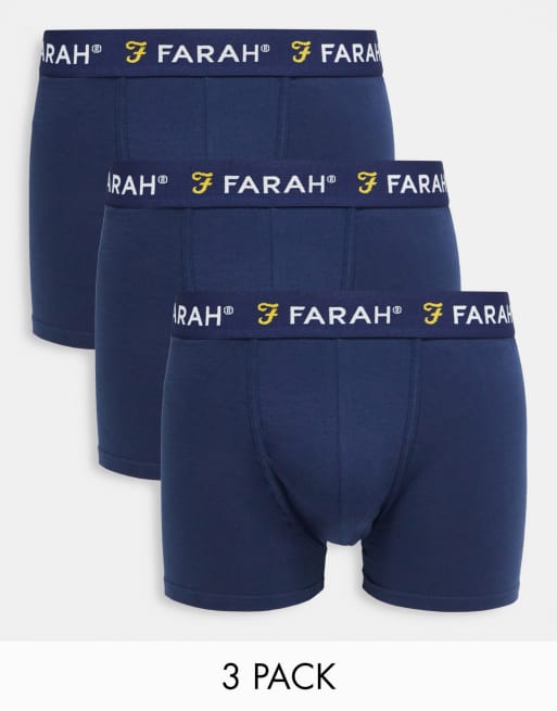 Farah - Set van 3 boxershorts in marineblauw
