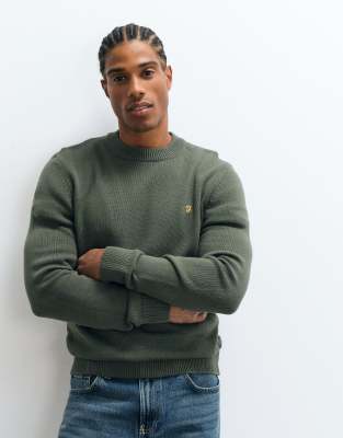 Farah Shepard Knit Crew Neck Sweater In Green