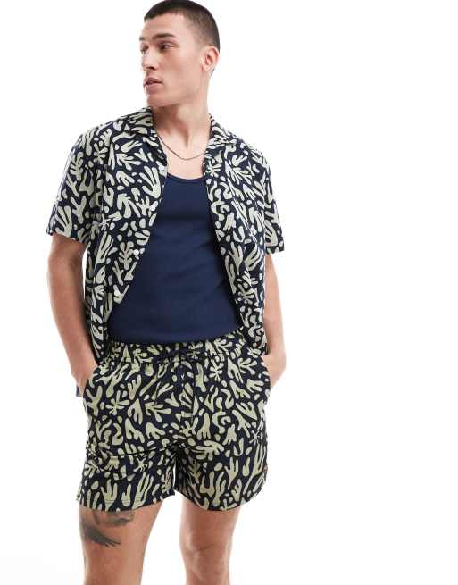 Farah - Short met print in marineblauw