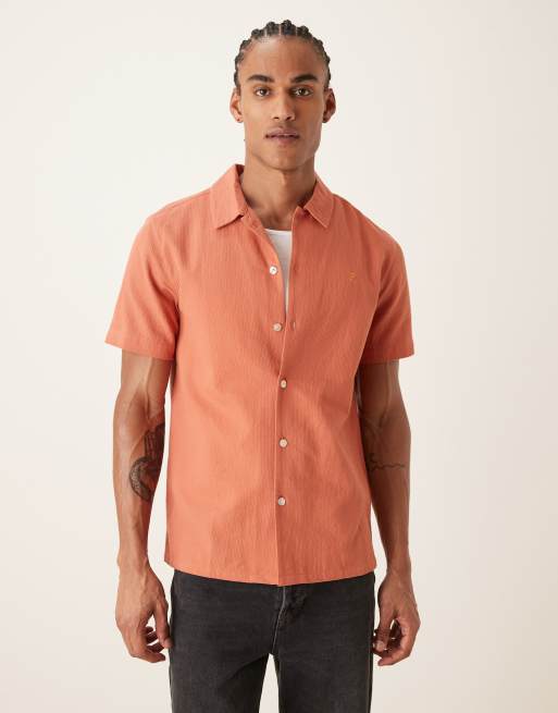 Farah short sleeve logo shirt in coral orange