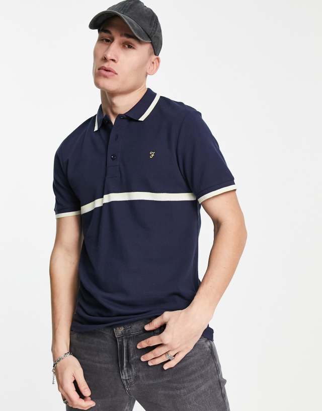 Farah short sleeve polo in navy