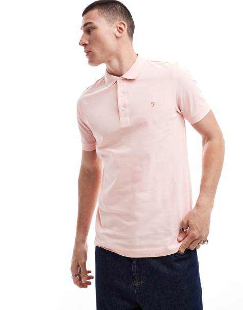 Farah short sleeve polo shirt in pink - view 1