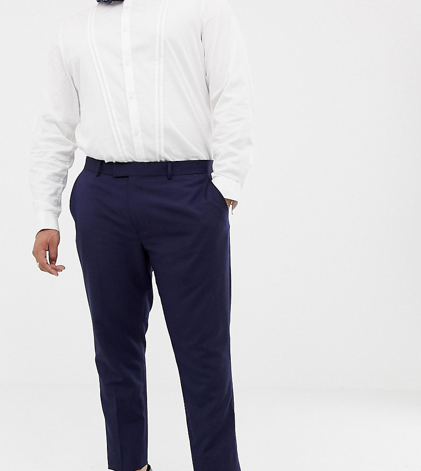 Farah Smart - Farah - skinny linnen pantalon voor bruiloften-marineblauw