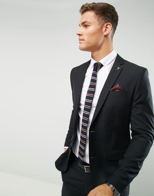 Farah Skinny Suit Jacket In Black ASOS