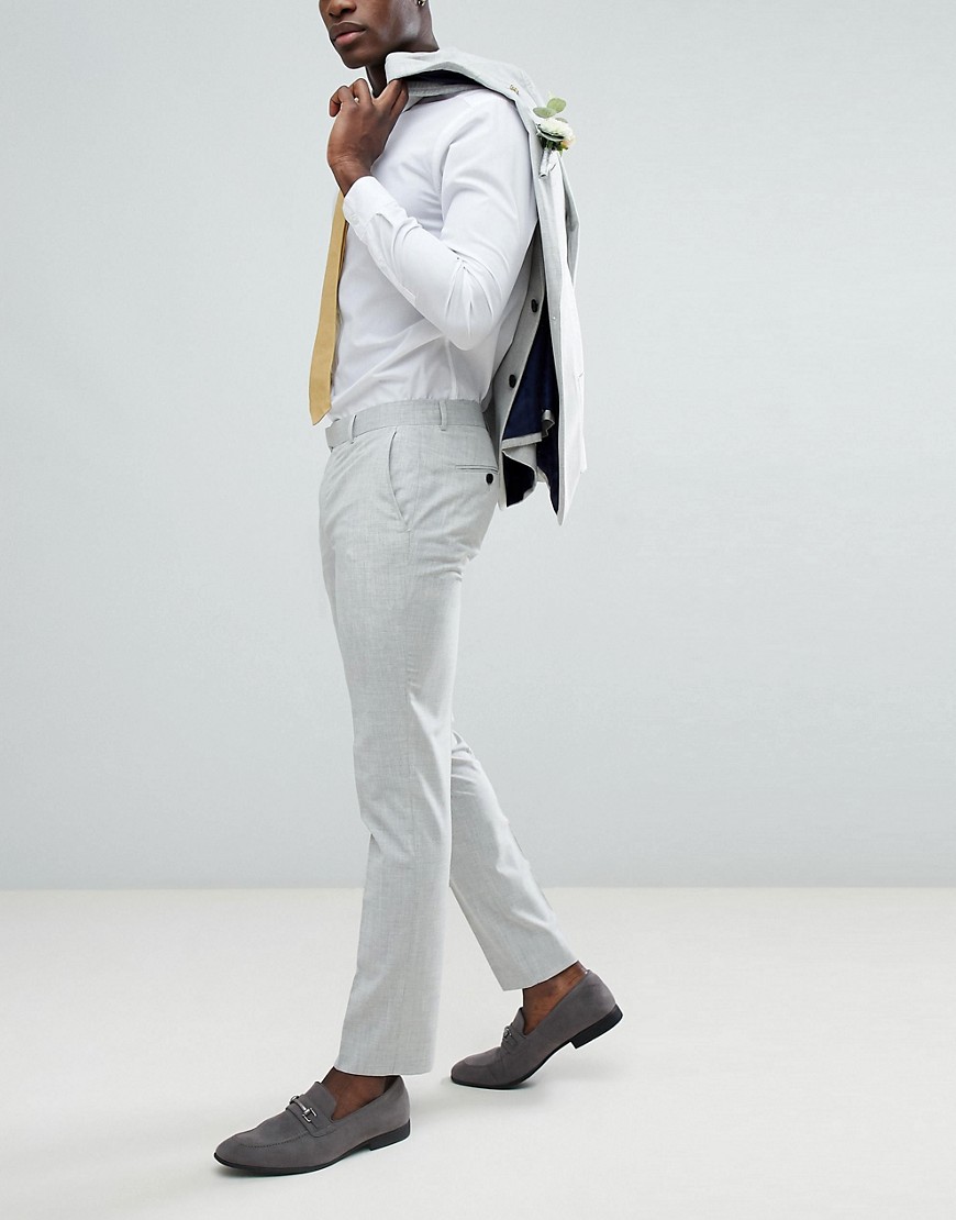 Farah skinny wedding suit trousers in cross hatch-Grey
