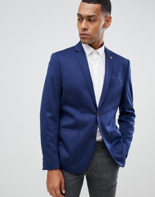 Farah slim blazer in navy premium jersey