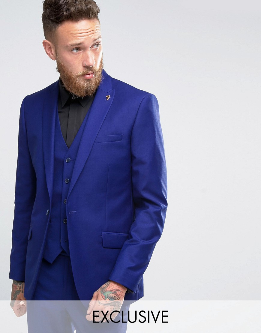 Farah Slim Fit Bright Millbank Twill Suit Jacket-blue