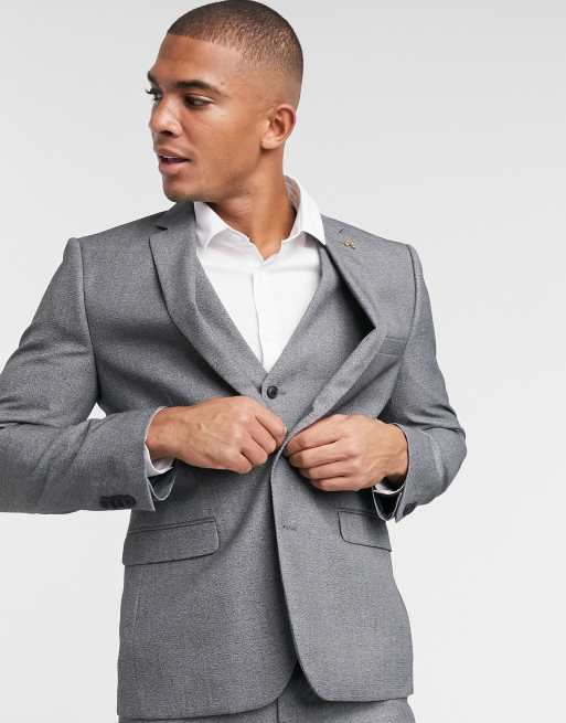 Farah - Slim-fit colbert in effen grijs