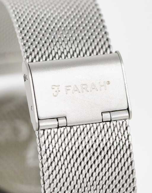 Farah - Slim Jim - Sølvfarvet armbåndsur med mesh-strop og hvid urskive, 2 af 4