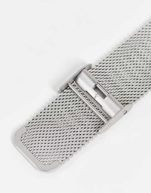 Farah - Slim Jim - Sølvfarvet armbåndsur med mesh-strop og hvid urskive, 4 af 4