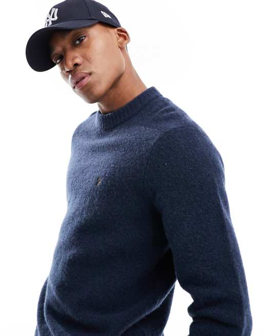 Farah – Spero – Angerauter Strickpullover in Marineblau