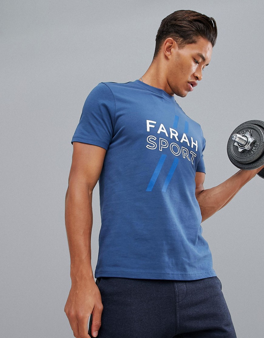 Farah Sport Johnstone Marinblå t-shirt med logga