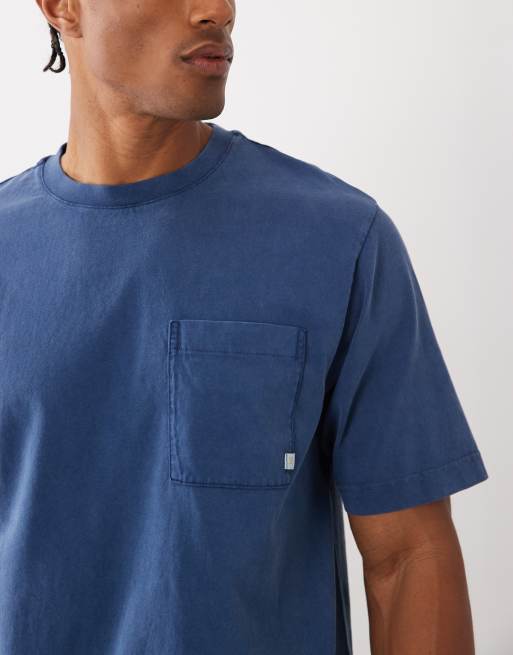 Farah - Stacy - Blå T-shirt med lomme med logo, 5 af 5