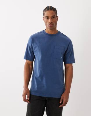 Farah Stacy Garment Dye Pocket Logo T-shirt In Blue