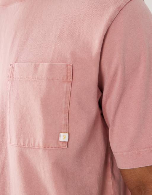 Farah Stacy garment dye pocket logo T-shirt in red, 5 of 5