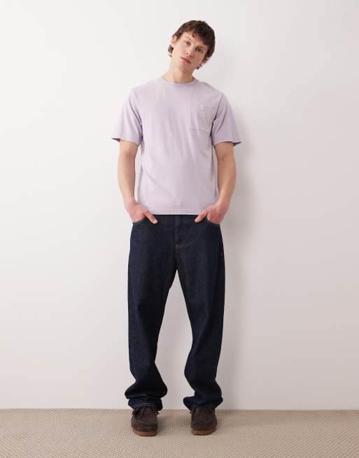 Farah Stacy short sleeve garment dye pocket logo t-shirt in lilac, 2 of 5