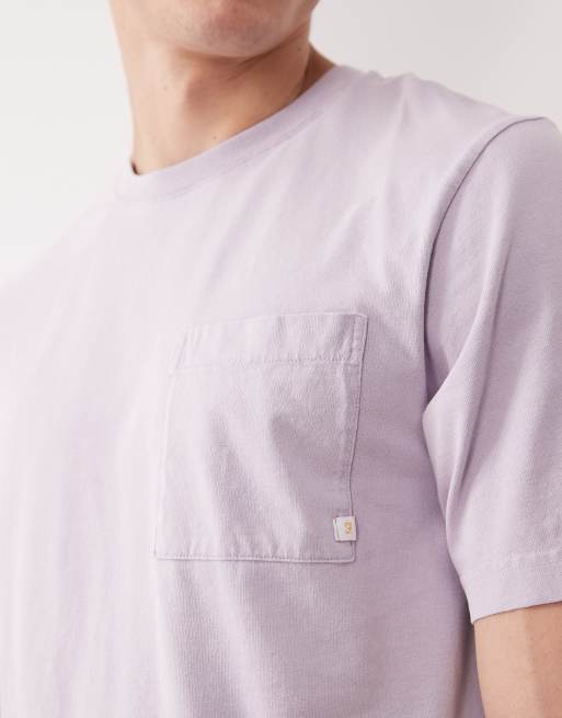 Farah Stacy short sleeve garment dye pocket logo t-shirt in lilac, 5 of 5