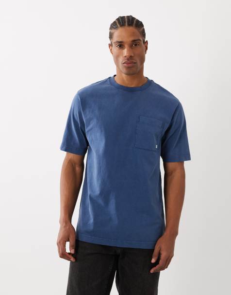 Farah - Stacy - T-shirt met logo op de zak in garment-dye blauw - view 1