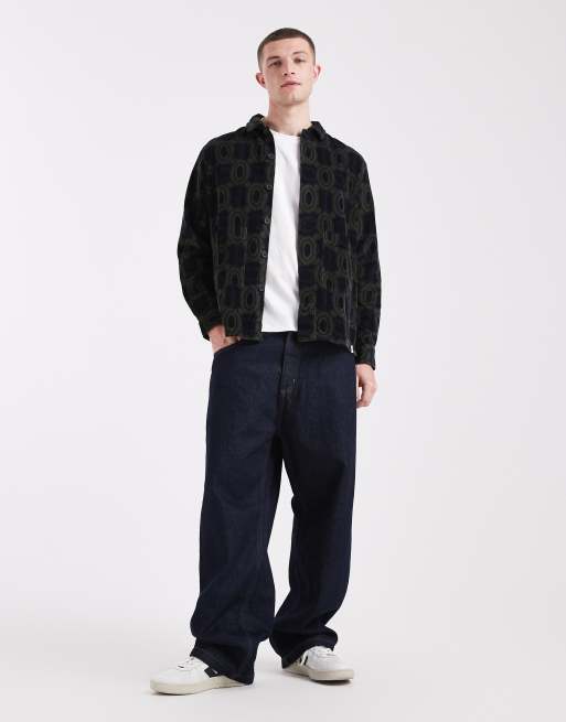 Farah stanley printed longsleeve corduroy shirt in navy, 2 of 5