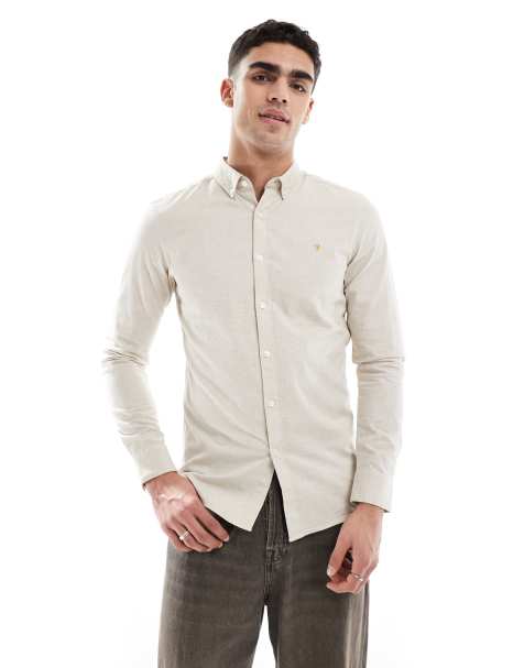Farah - Steen - Camicia Oxford a maniche lunghe beige - view 1