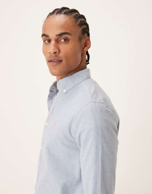 Farah - Steen - Casual overhemd met lange mouwen en logo in blauw, 4 van 5