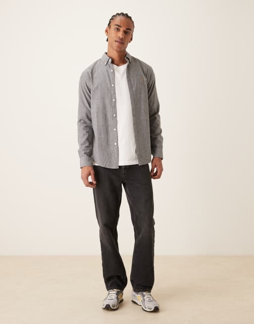 Farah - Steen - Casual overhemd met lange mouwen en logo in grijs, 2 van 5