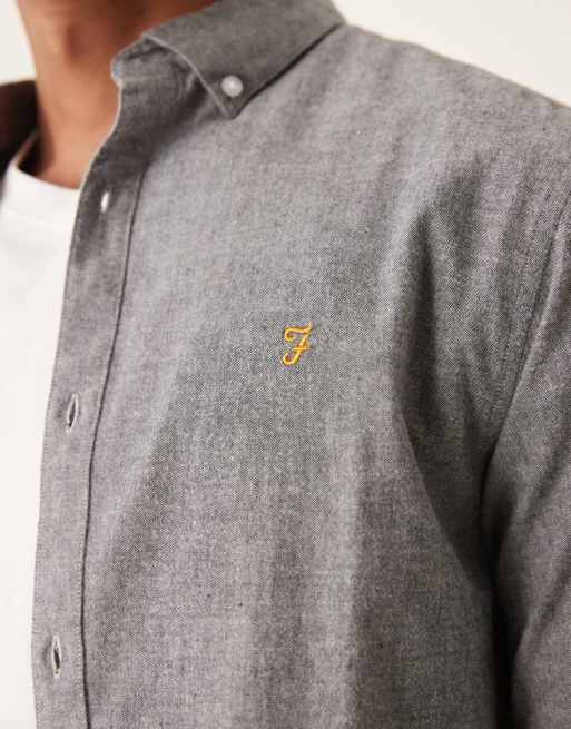Farah - Steen - Casual overhemd met lange mouwen en logo in grijs, 5 van 5