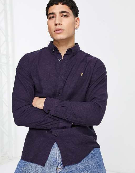 Farah - Steen - Chemise brossée à manches longues - Figue 