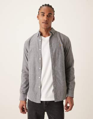 Farah Steen long sleeve casual logo shirt in gray gray 23190₽