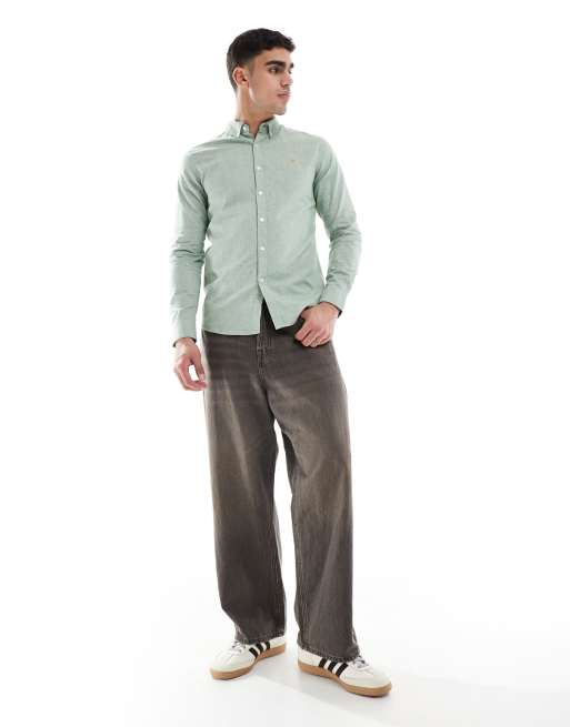 Farah Steen long sleeve oxford shirt in light green, 3 of 4