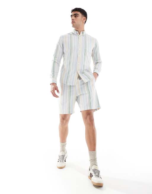 Farah Steen long sleeve stripe shirt in blue and green (part of a set), 3 of 4