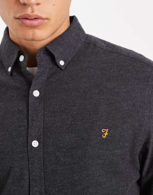 Farah steen longsleeve shirt in charcoal, 5 of 5