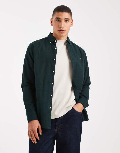 Farah steen longsleeve shirt in dark green