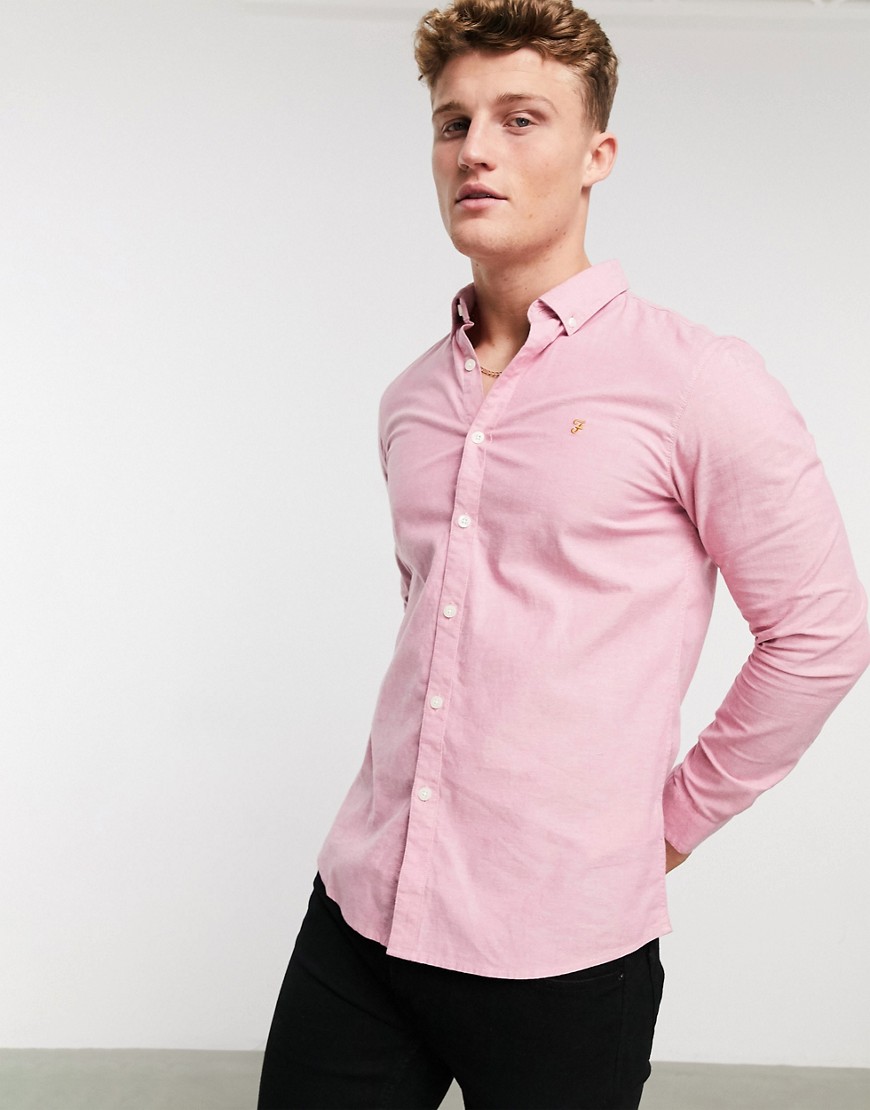 Farah Steen slim long sleeve shirt-Pink