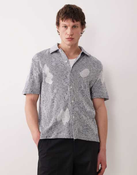 Farah - Stoker - Chemise à manches courtes en maille jacquard - Gris - view 1
