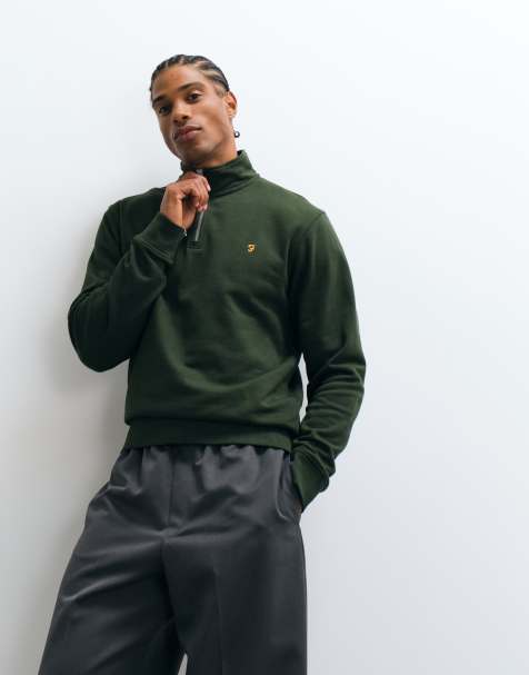Farah - sudadera verde con medio cierre y logo Jim - view 1