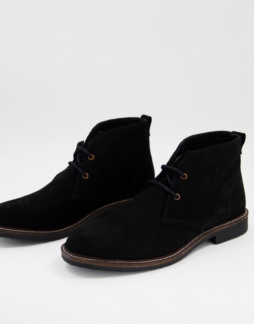 Farah - Suède chukka boots in zwart