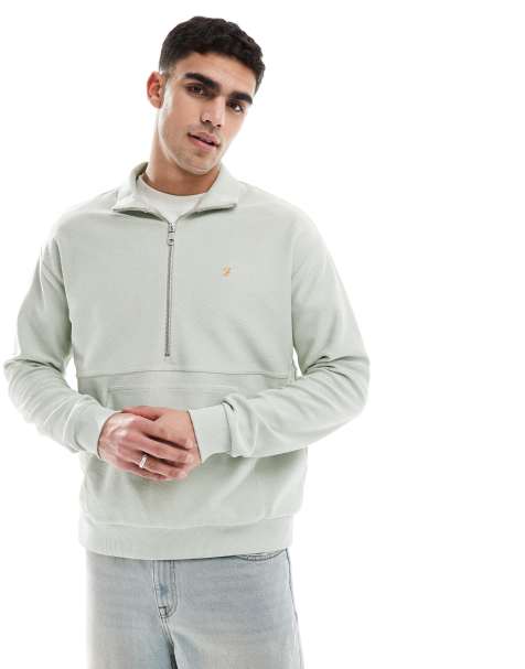 Farah - Swaton - Felpa verde salvia con zip corta - view 1