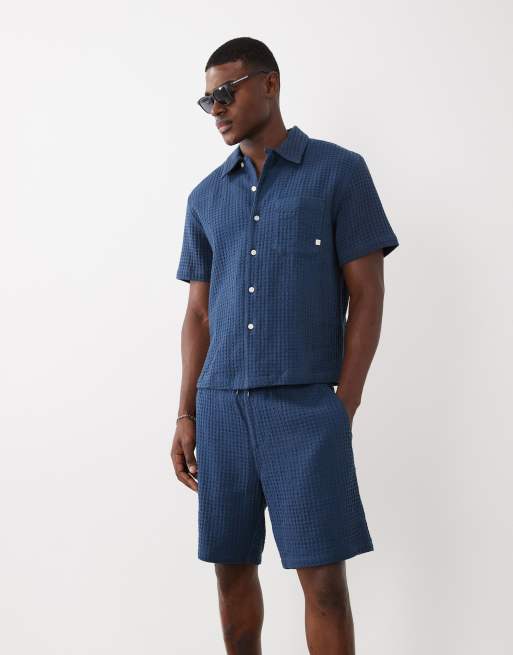 Farah Swinton co-ord drawstring shorts in navy, 2 of 5