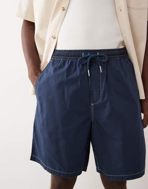 Farah – Swinton – Marinblå shorts med kontrastfärgade sömmar och dragsko, 5 av 5