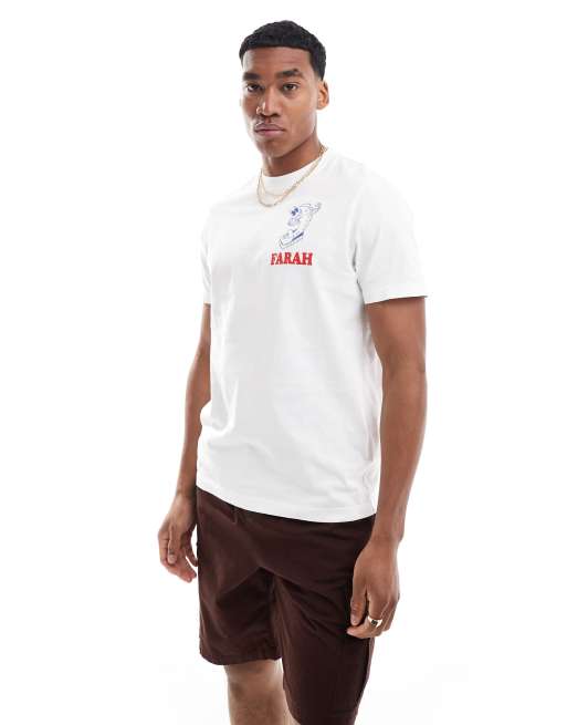 Farah - T-shirt met grafische print op de achterkant in wit
