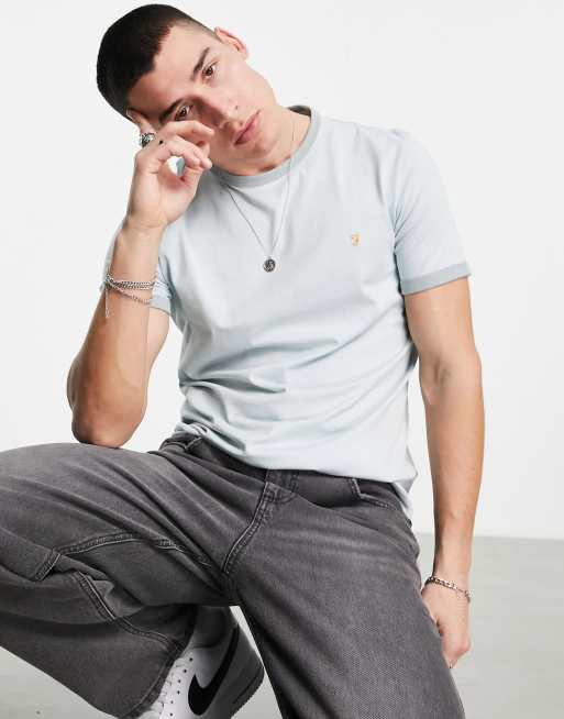 Farah - T-shirt met korte mouwen in lichtblauw