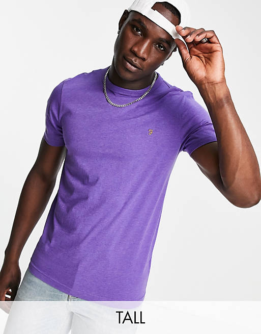 Men Farah Tall Danny organic cotton t-shirt in purple 