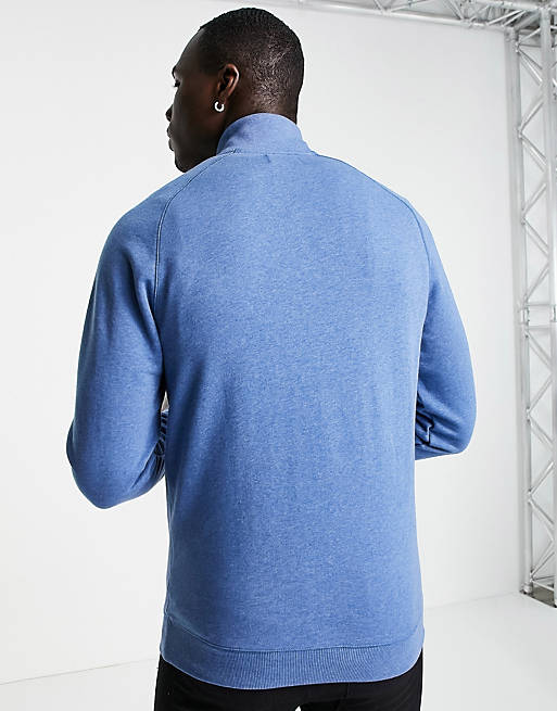  Farah Tall Jim organic cotton 1/4 zip sweatshirt in blue 