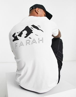 Farah Terry logo graphic cotton t-shirt in white with back print - ASOS Price Checker