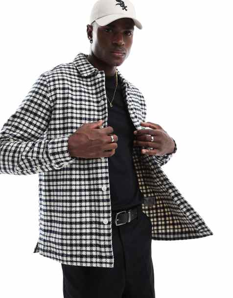 Farah - Thawley - Camicia giacca kaki e blu navy a quadri - view 1