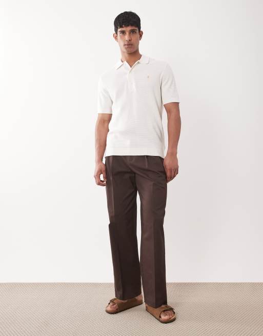 Farah - Thornley - Gebreid poloshirt met korte mouwen en logo in wit, 2 van 5