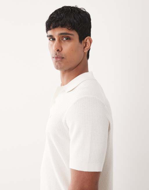Farah - Thornley - Gebreid poloshirt met korte mouwen en logo in wit, 4 van 5